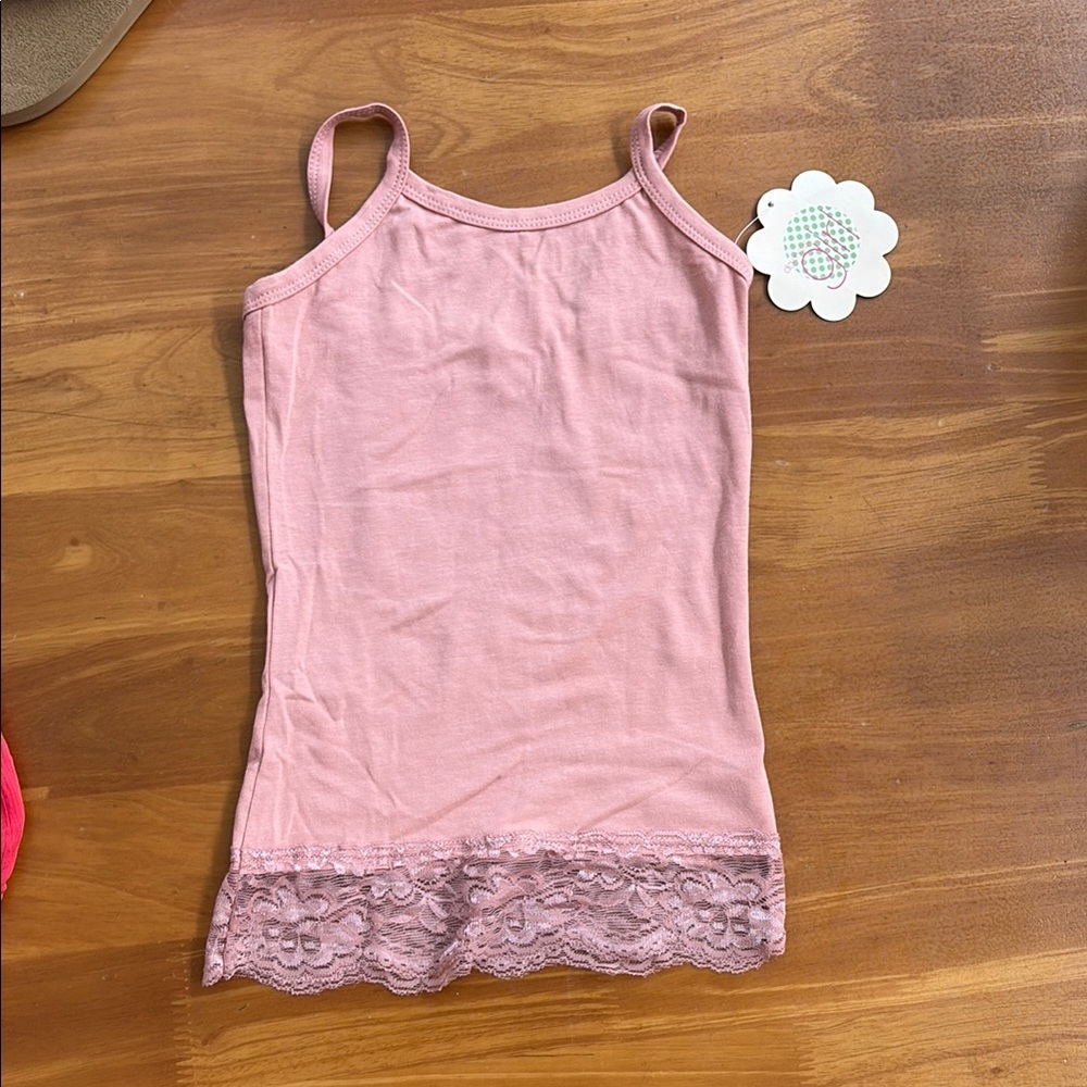 Fitted Pink Camisole with Lace Trim